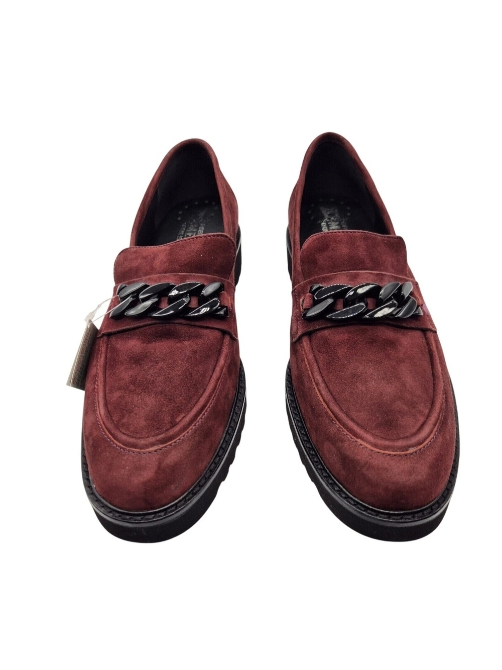 Mephisto Women's Burgundy Suede Chain-Trim Loafers Size 8 - Picture 2 of 8